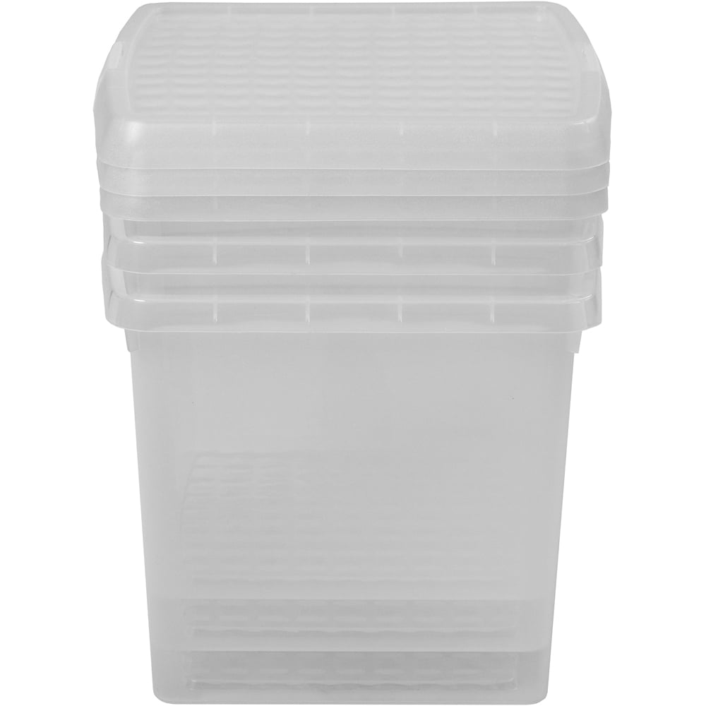 Wham Clip 14L Clear Square Storage Box with Lid 3 Pack Image 5