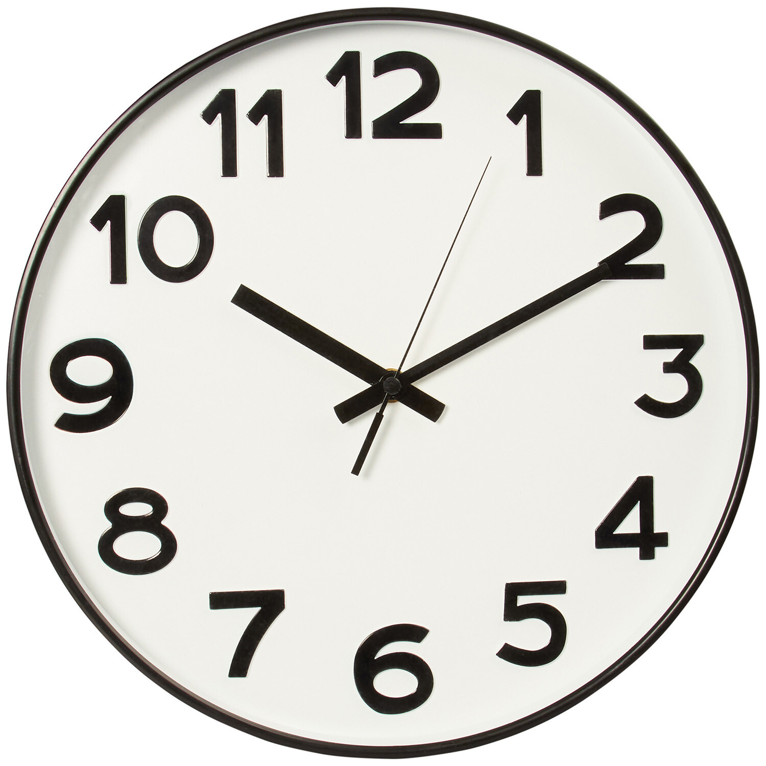 White and Black Modern Round Wall Clock 33cm Image 1