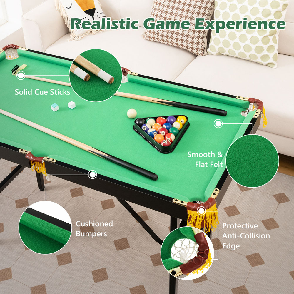 Costway Green Folding Billiards Table with Accessory Set Image 4