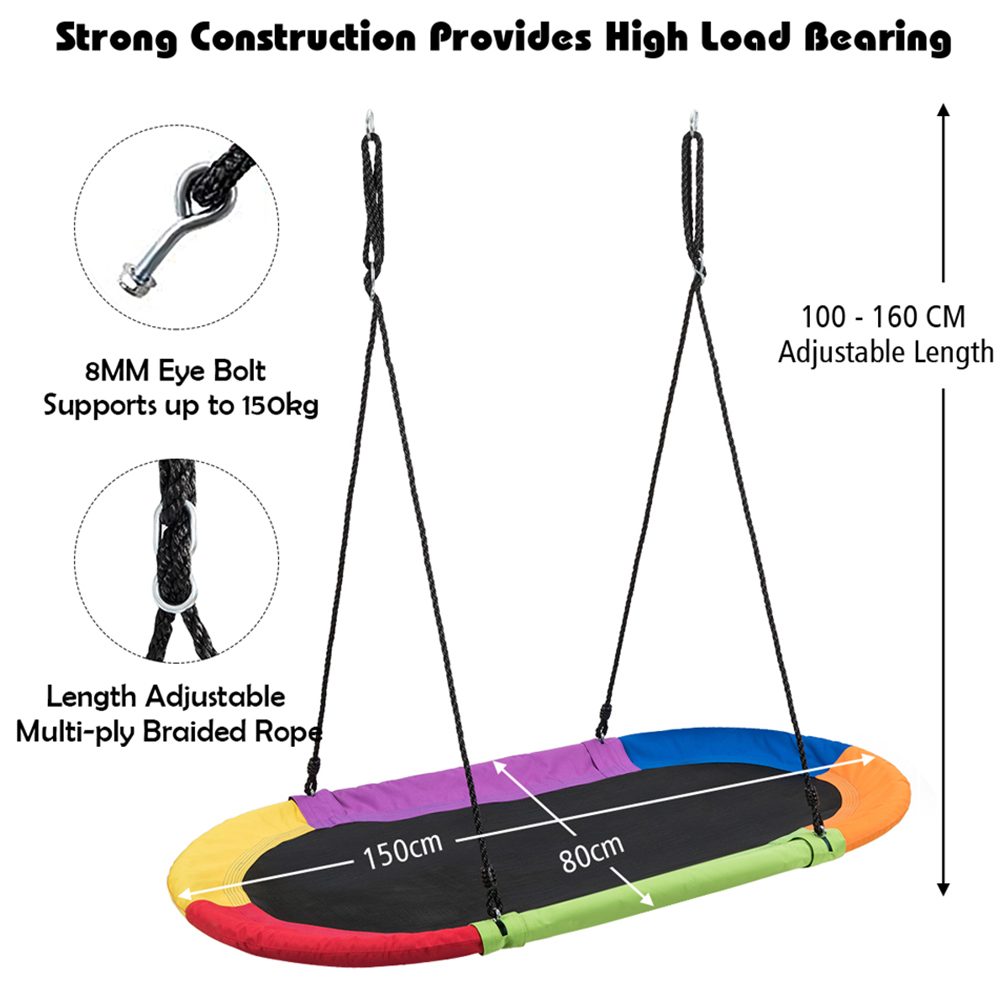 Costway Multicolour Children Oval Adjustable Swing Set 150cm Image 7