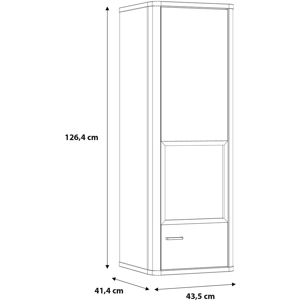 Florence Klara Single Door Grey and Oak Glass Display Cabinet Image 8