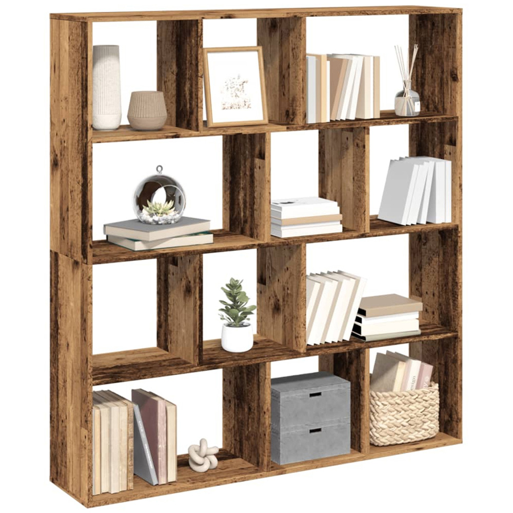 vidaXL 12 Shelf Old Wood Bookcase Image 4