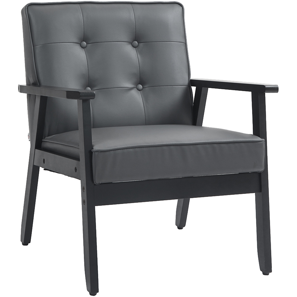 HOMCOM Grey PU Leather Accent Armchair Image 2