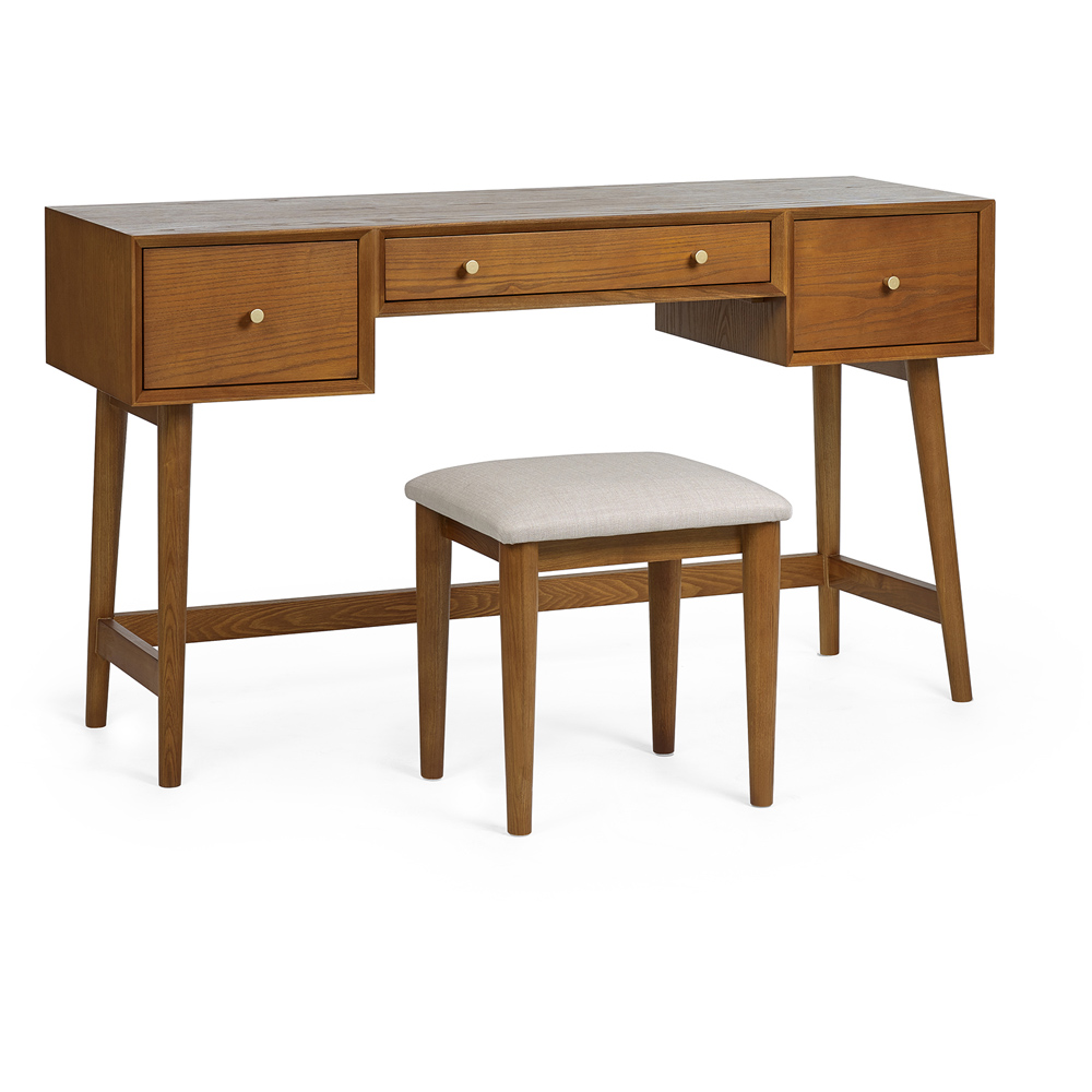 Julian Bowen Lowry 3 Drawer Cherry Ash Wood Dressing Table Set Image 2