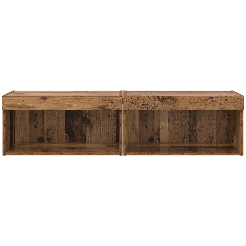 vidaXL Single Shelf Old Wood Wall Mounted Wide TV Cabinet with LED Light 2 Pack Image 7