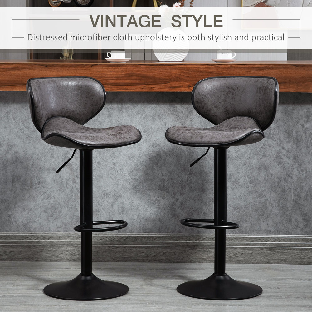 Portland Black Microfibre Cloth Bar Stool Set of 2 Image 4