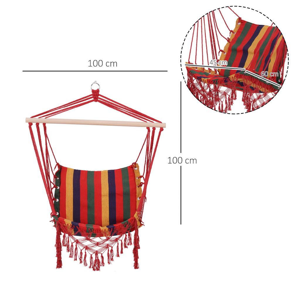 Outsunny Multicolour Stripe Hanging Hammock Swing Chair Image 6