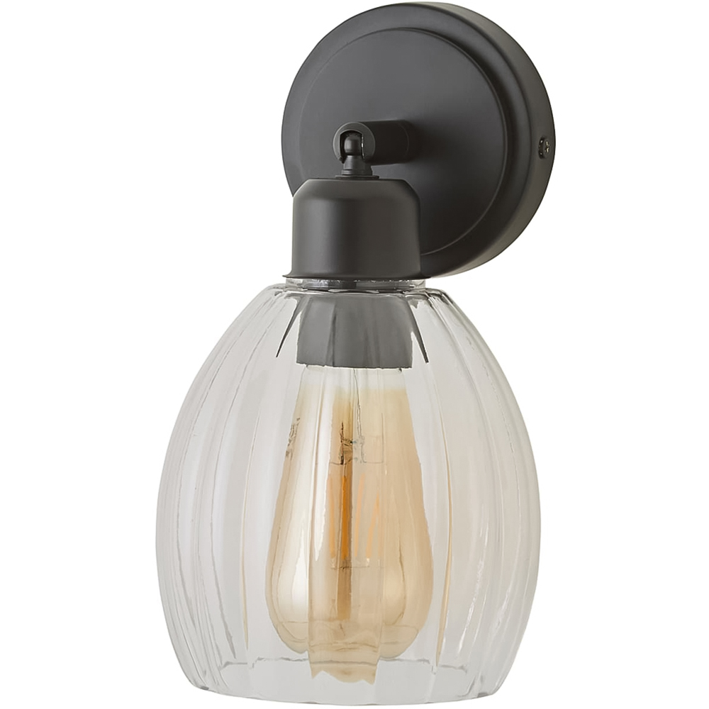 ValueLights Cheltenham Ribbed Shade Matte Black Adjustable Wall Spotlights with Bulbs 2 Pack Image 3