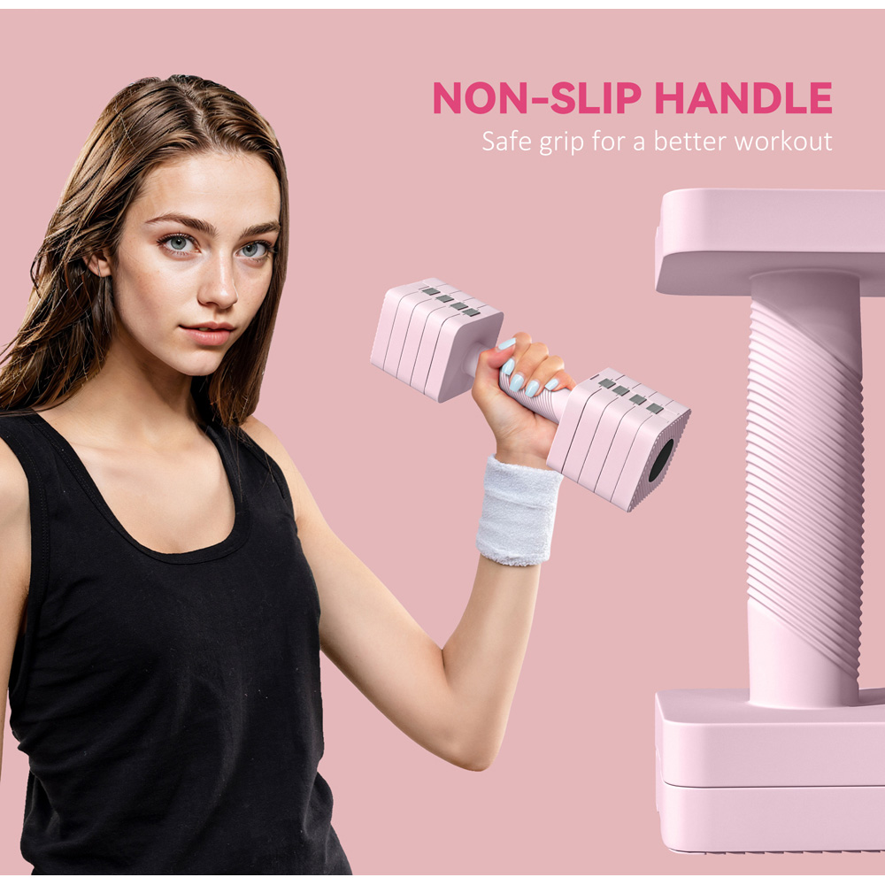 SPORTNOW 5-in-1 Pink Adjustable Dumbbell Set of 2 Image 8