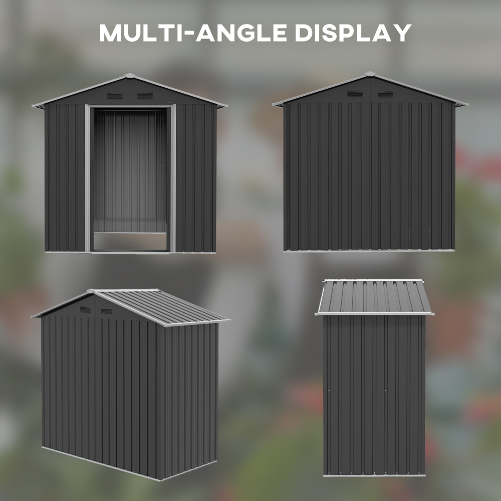 Outsunny 6.5 x 3.5ft Dark Grey Metal Storage Shed Image 4