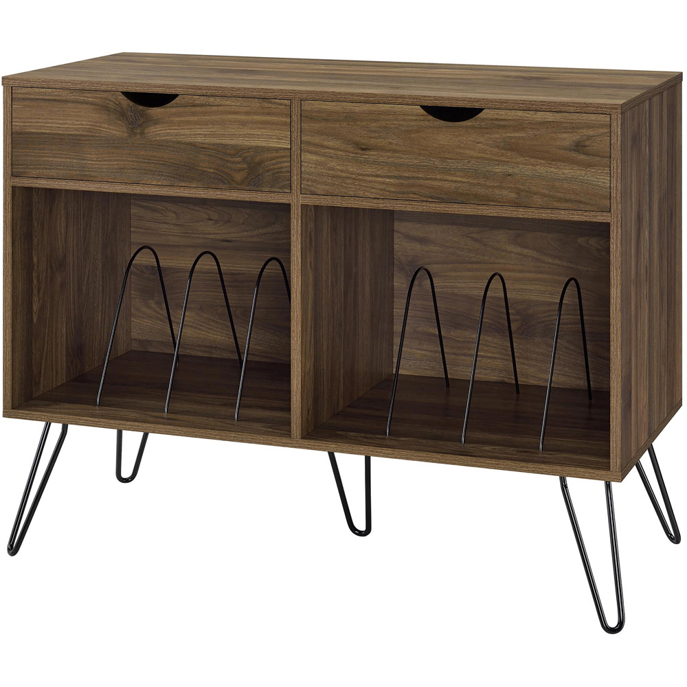 Novogratz Harmony 2 Drawer Walnut Turntable Stand Image 2