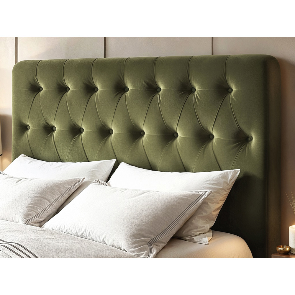 Flair Marley Double Green Velvet Ottoman Bed with Buttoned Headboard Image 5