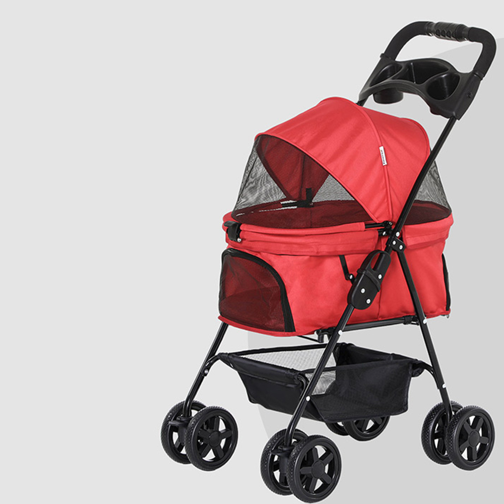 PawHut 4 Wheel Pet Stroller Red Image 4