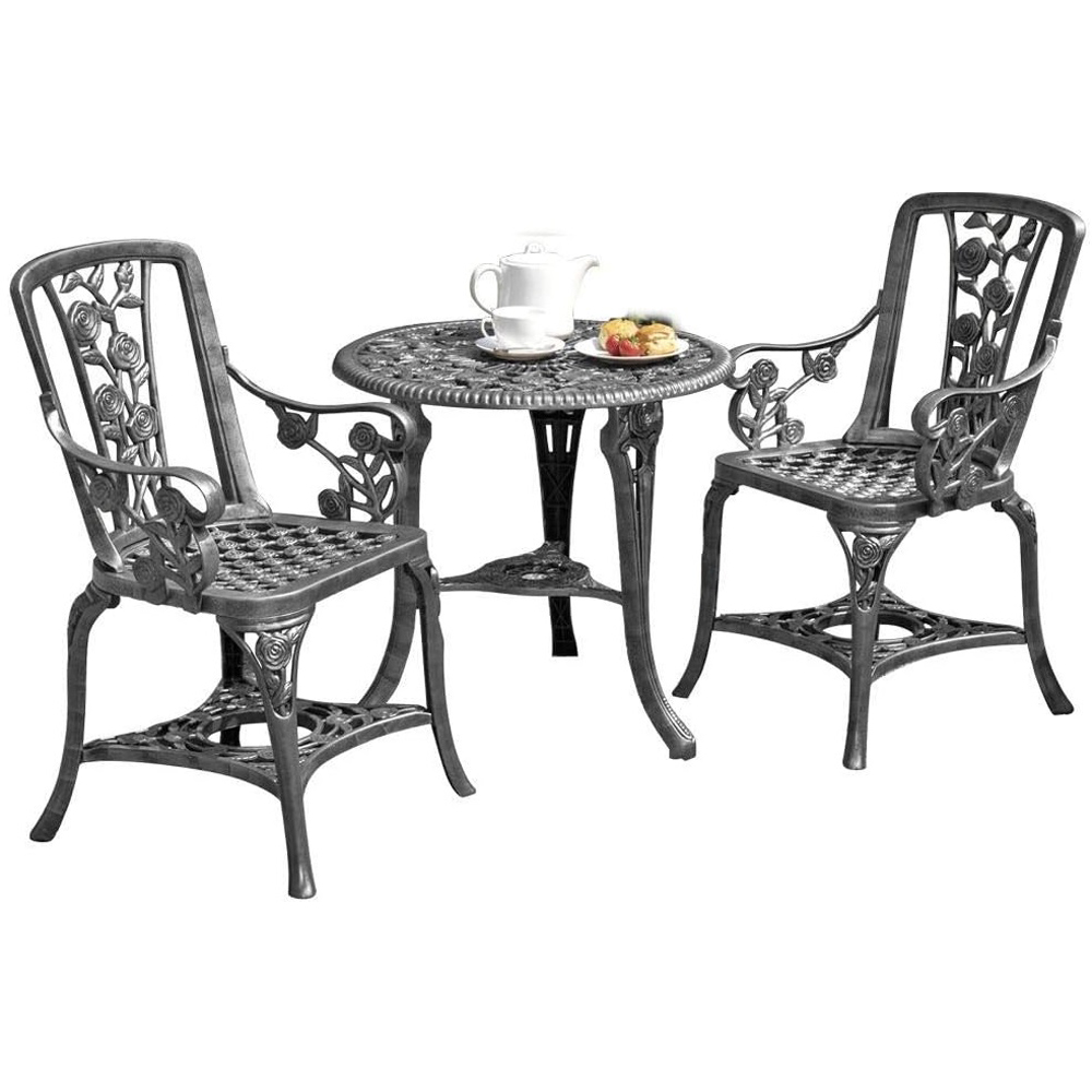 Garden Gear 2 Seater Pewter Rose Bistro Set Image 2