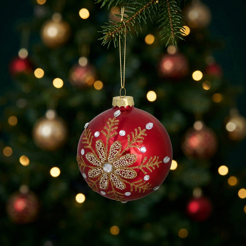 Traditional Beaded Bauble Red Image 2