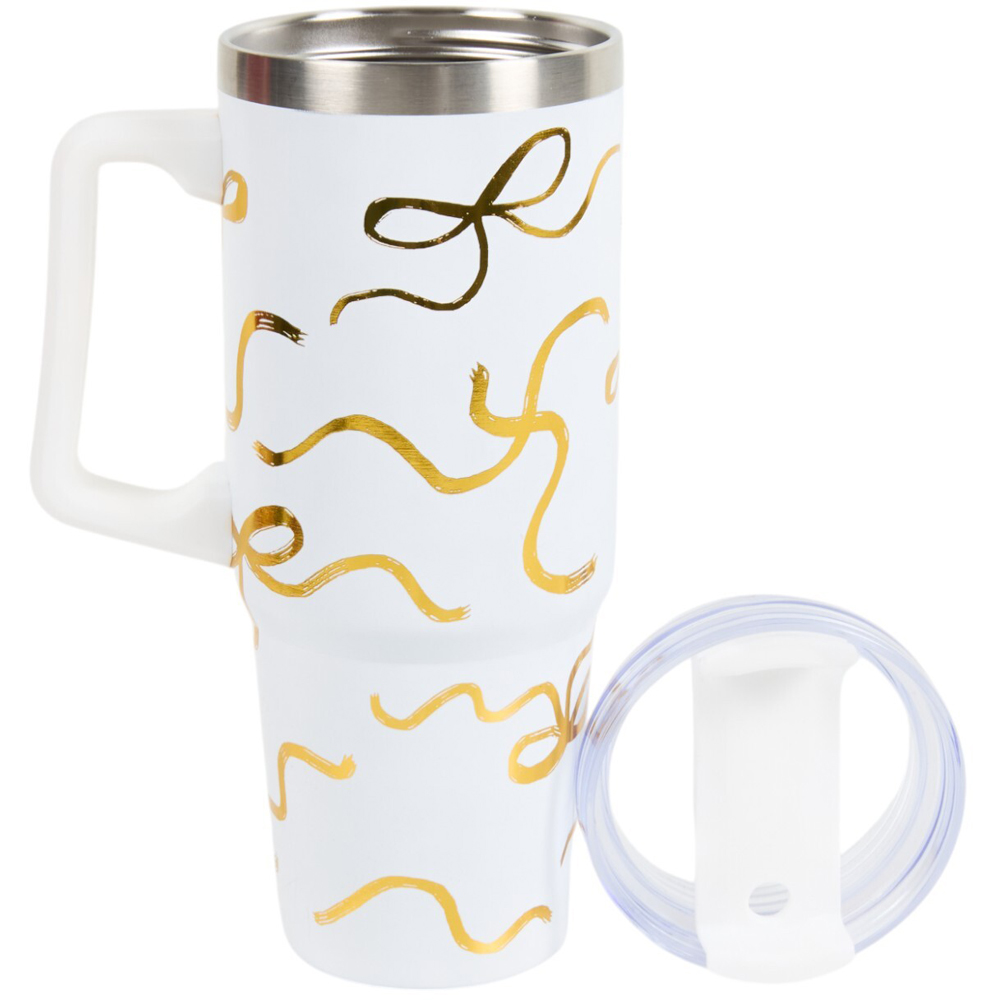 Nitro Gold Bows Stainless Steel Vacuum Tumbler - White Image 3