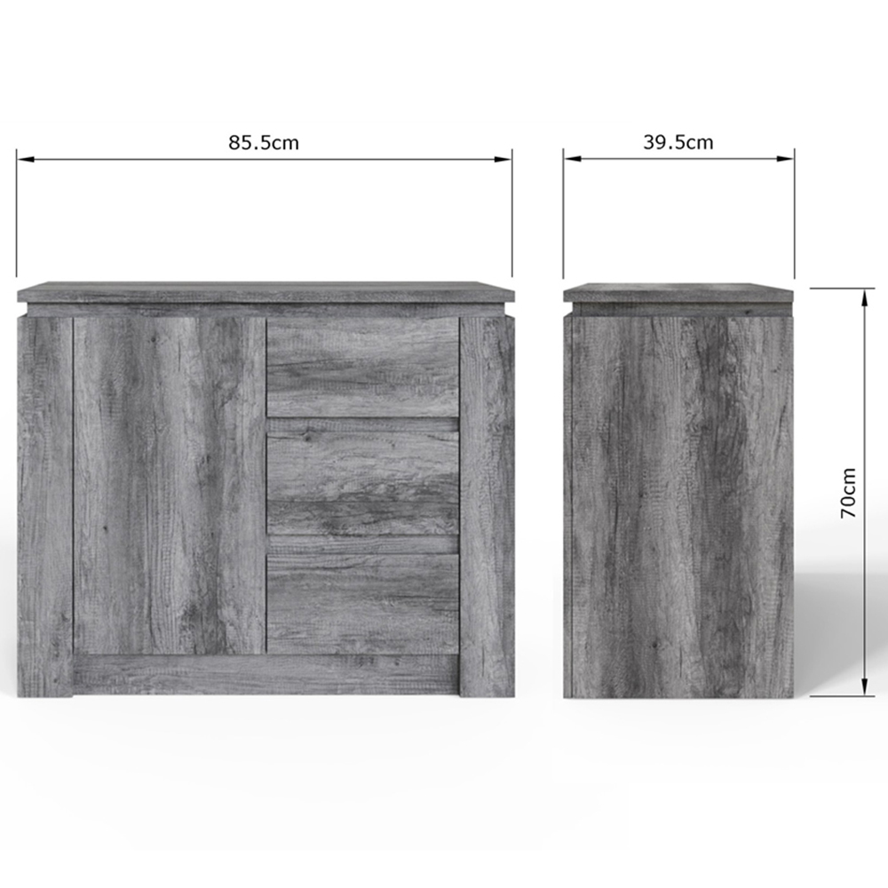 GFW Canyon Single Door 3 Drawer Charcoal Grey Storage Unit Image 8
