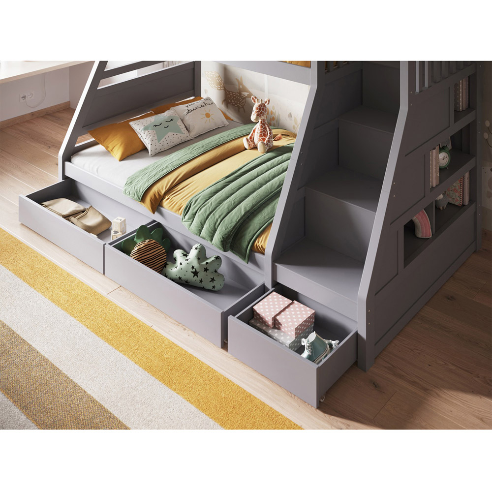 Flair Lunar Triple Sleeper Grey 3 Drawer Bunk Bed Image 2