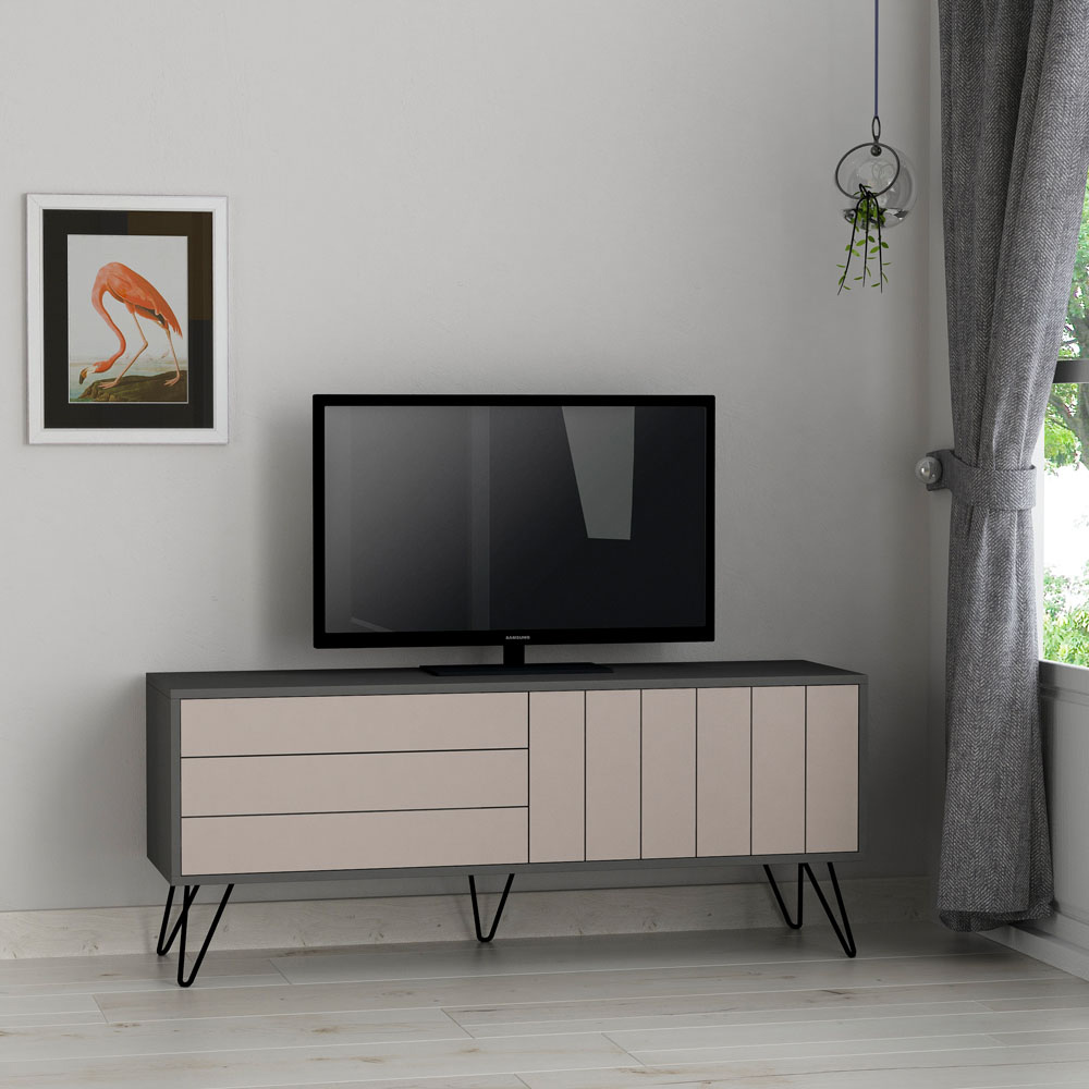 Decortie Picadilly 2 Door Anthracite and Mocha Grey TV Unit Image 6