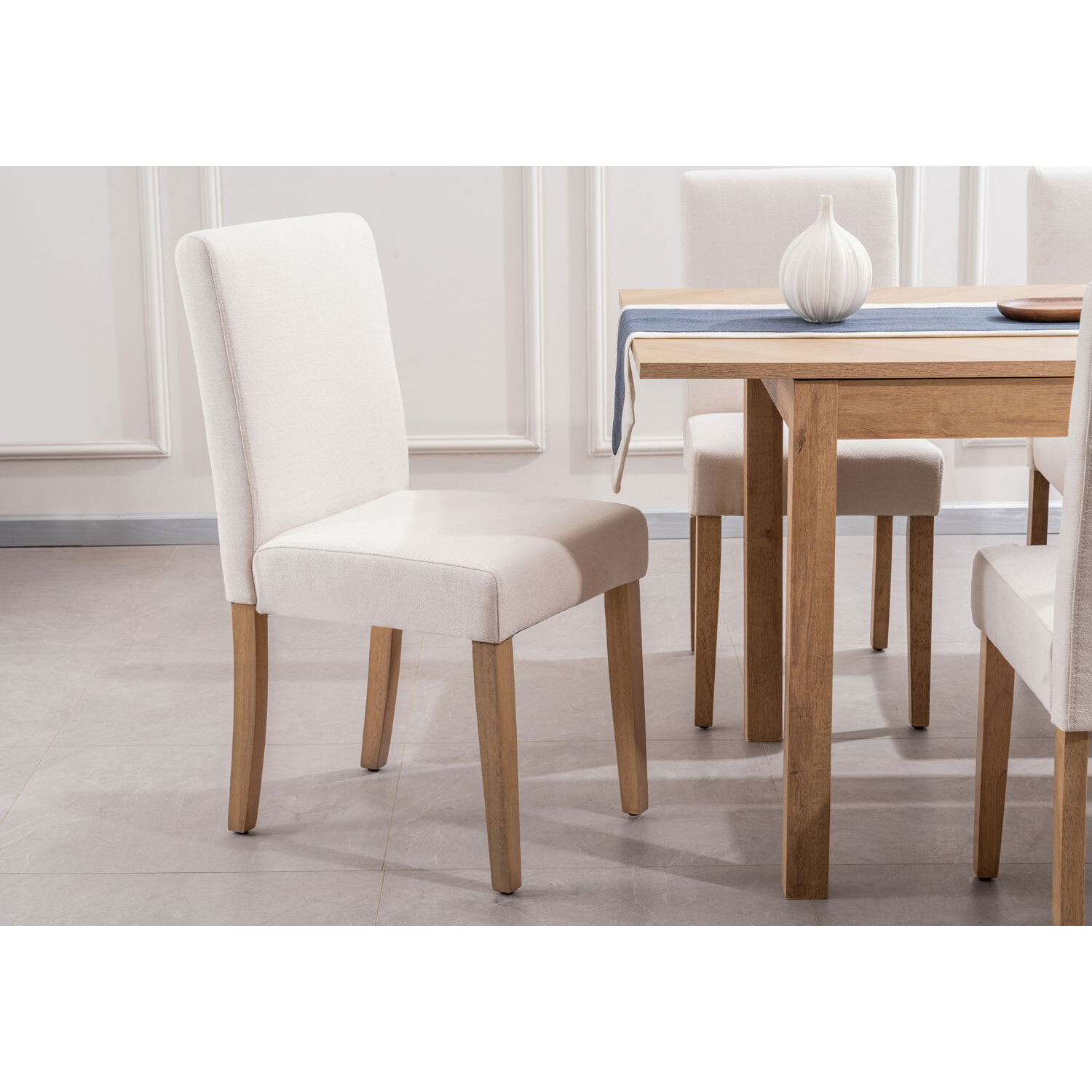 Oxford Set of 2 Cream Linen Dining Chair Image 5
