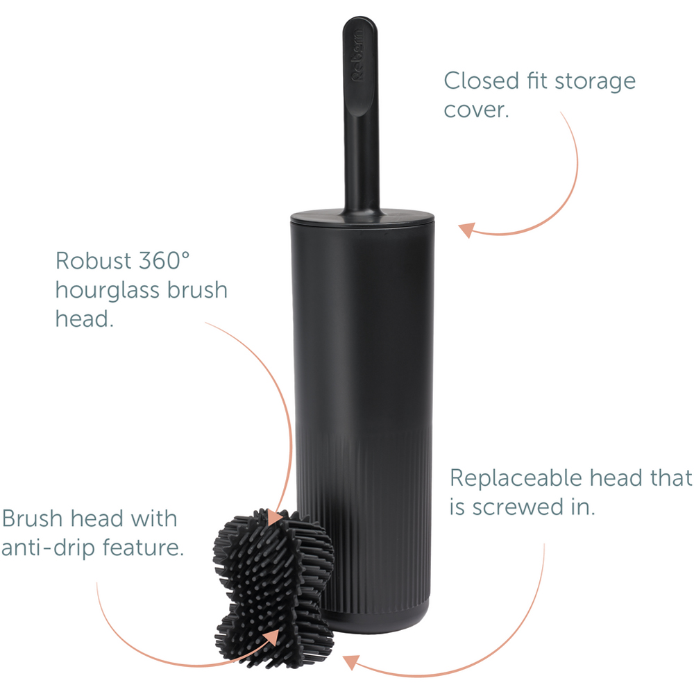 ReBorn Dark Grey Recycled Plastic Toilet Brush with Replaceable Screw-in Heads Image 8