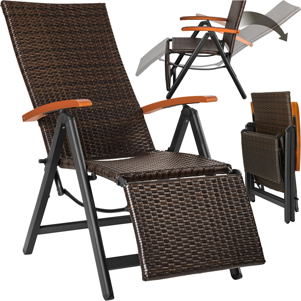 tectake Brisbane Brown 6 Way Adjustable and Foldable Garden Chair Image 2