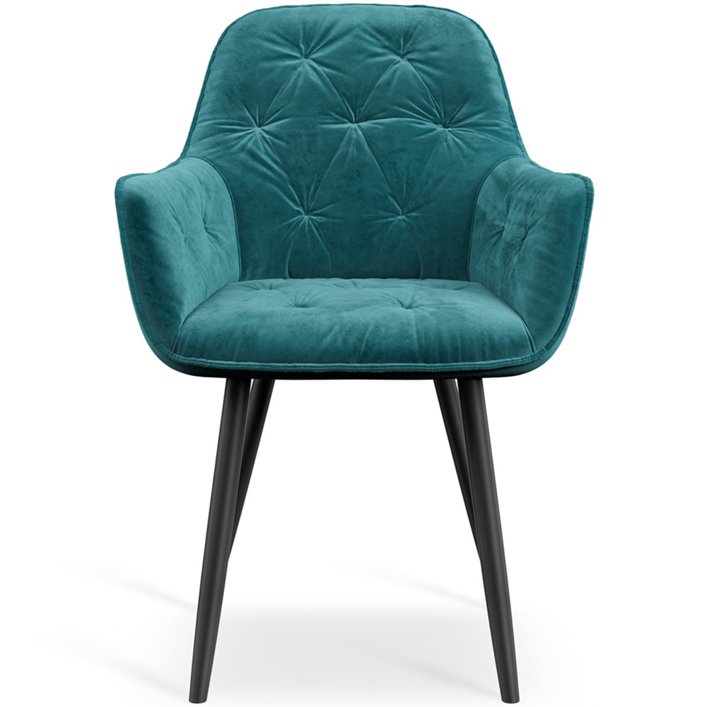 Furniture Online Anika Set of 2 Blue Velvet Padded Seat Dining Chair Image 3