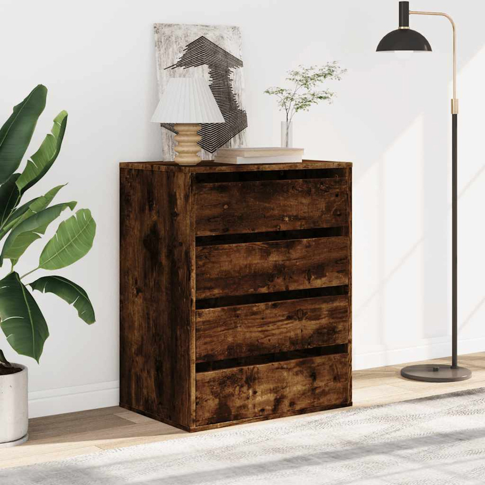vidaXL 4 Drawer Smoked Oak Engineered Wood Chest of Drawers Image 8
