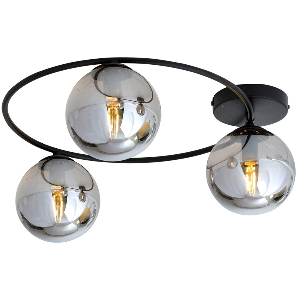 Emibig Sopra 3 Light Graphite Shade Black E14 Ceiling Light Image 3