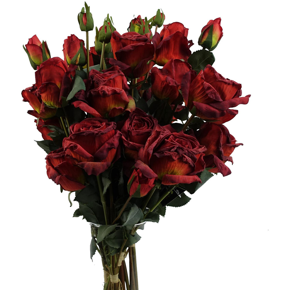 Leaf Red Rose Spray Single Stem Artificial Flower 2ft 6 Pack Image 4
