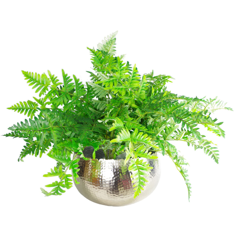 Leaf Hammered Silver Metal Bowl Planter 32 x 20cm Image 2