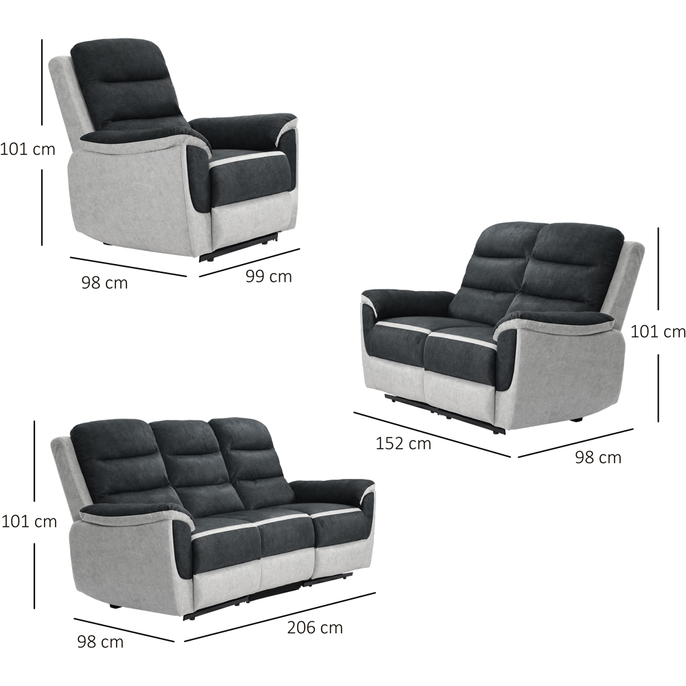 Comfy Living 6 Seater Two Tone Contrast Fabric Manual Recliner Sofa Set Image 9