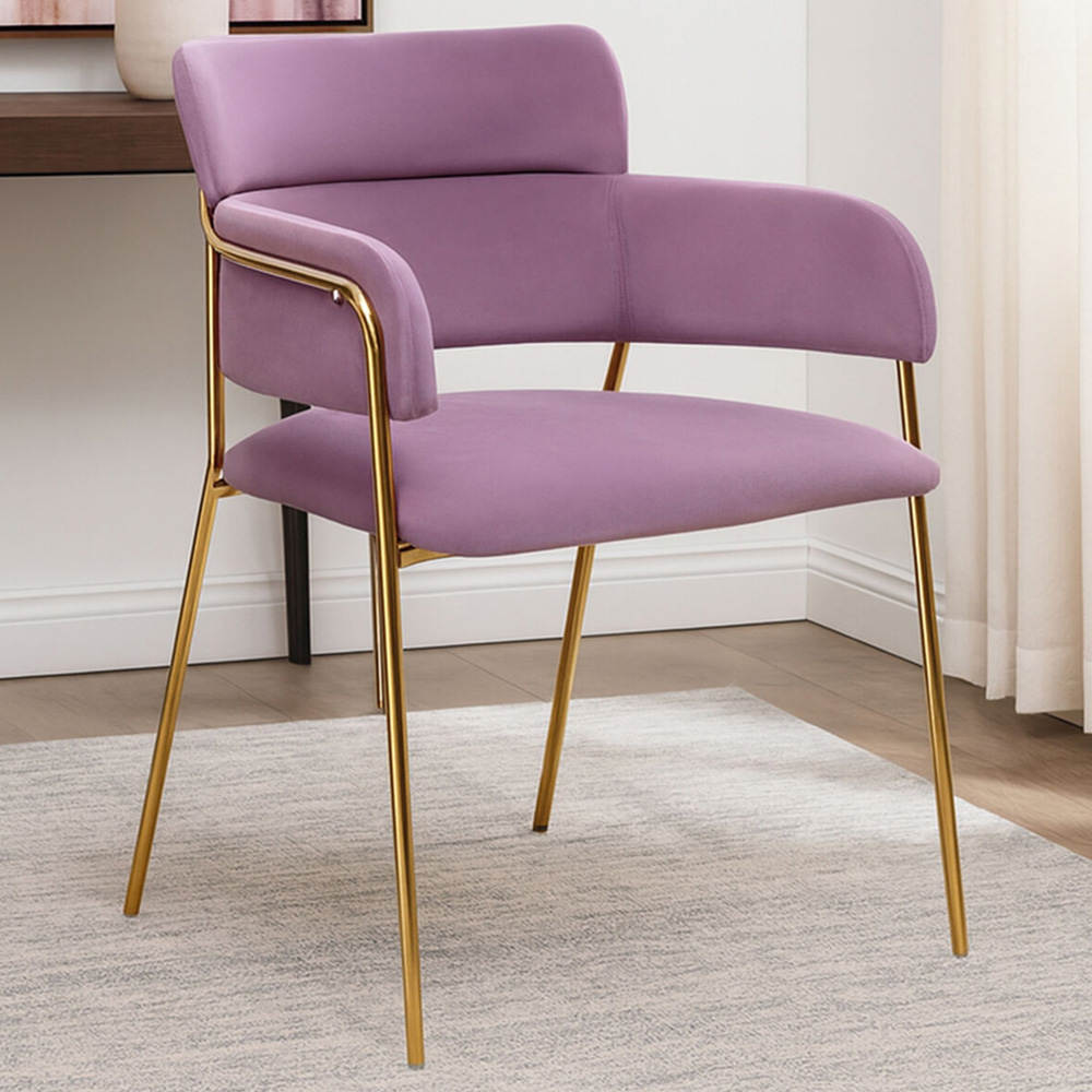 Premier Housewares Tamzin Gold and Pink Velvet Dining Chair Image 1