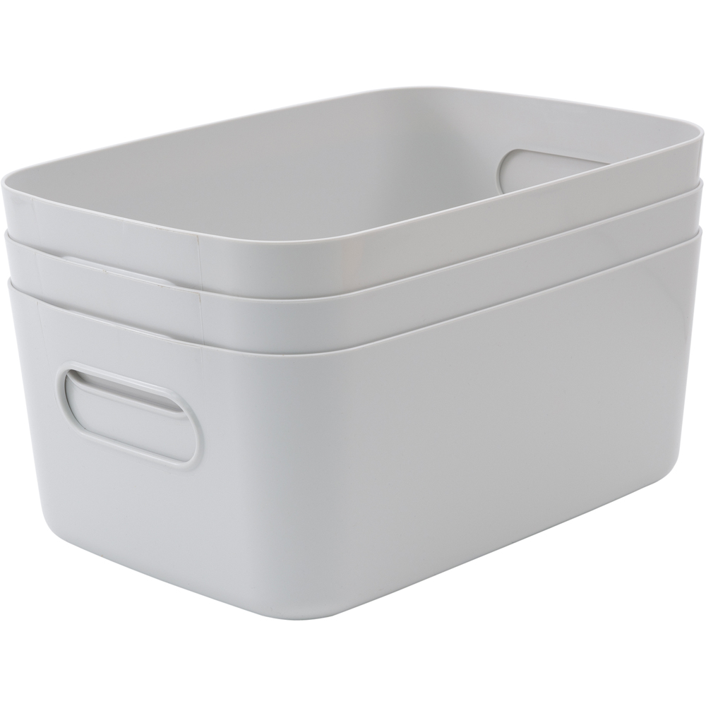 SA Products Grey Plastic Storage Basket Set of 3 Wilko
