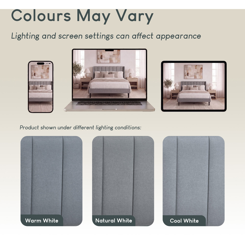 VIDA DESIGNS Vianna Double Light Grey Linen Fabric Bed Image 7