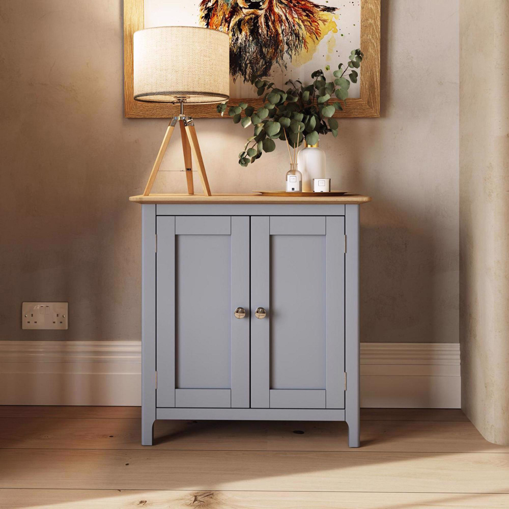 FWStyle Taberno 2 Door Dove Grey and Oak Compact Sideboard Image 7