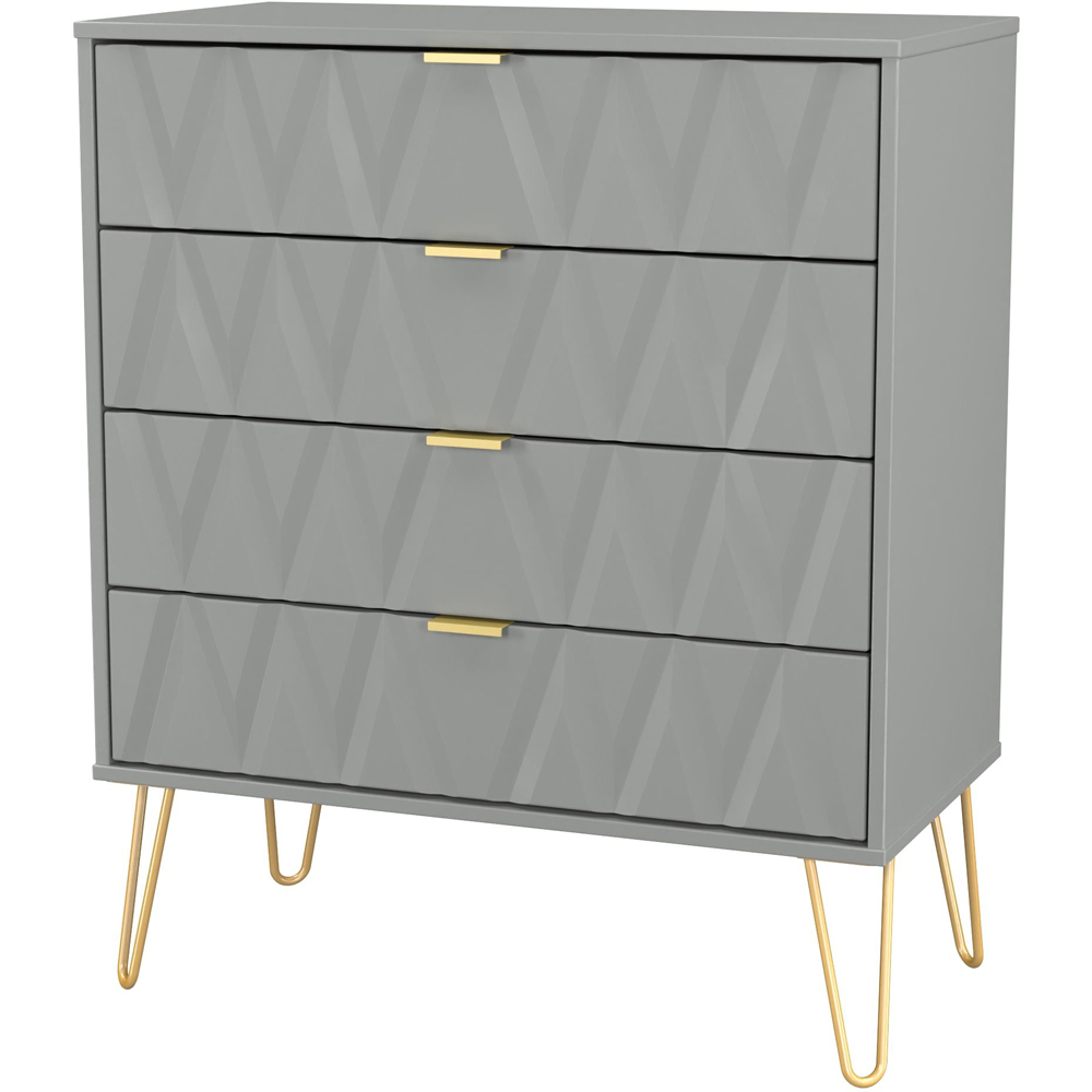 Crowndale Diamond 4 Drawer Dusk Grey Chest of Drawers Ready Assembled Image 2