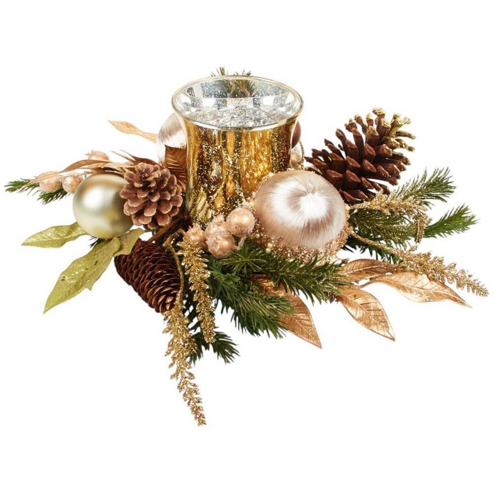 Pinecone and Bauble Candle Ring Gold Image 2