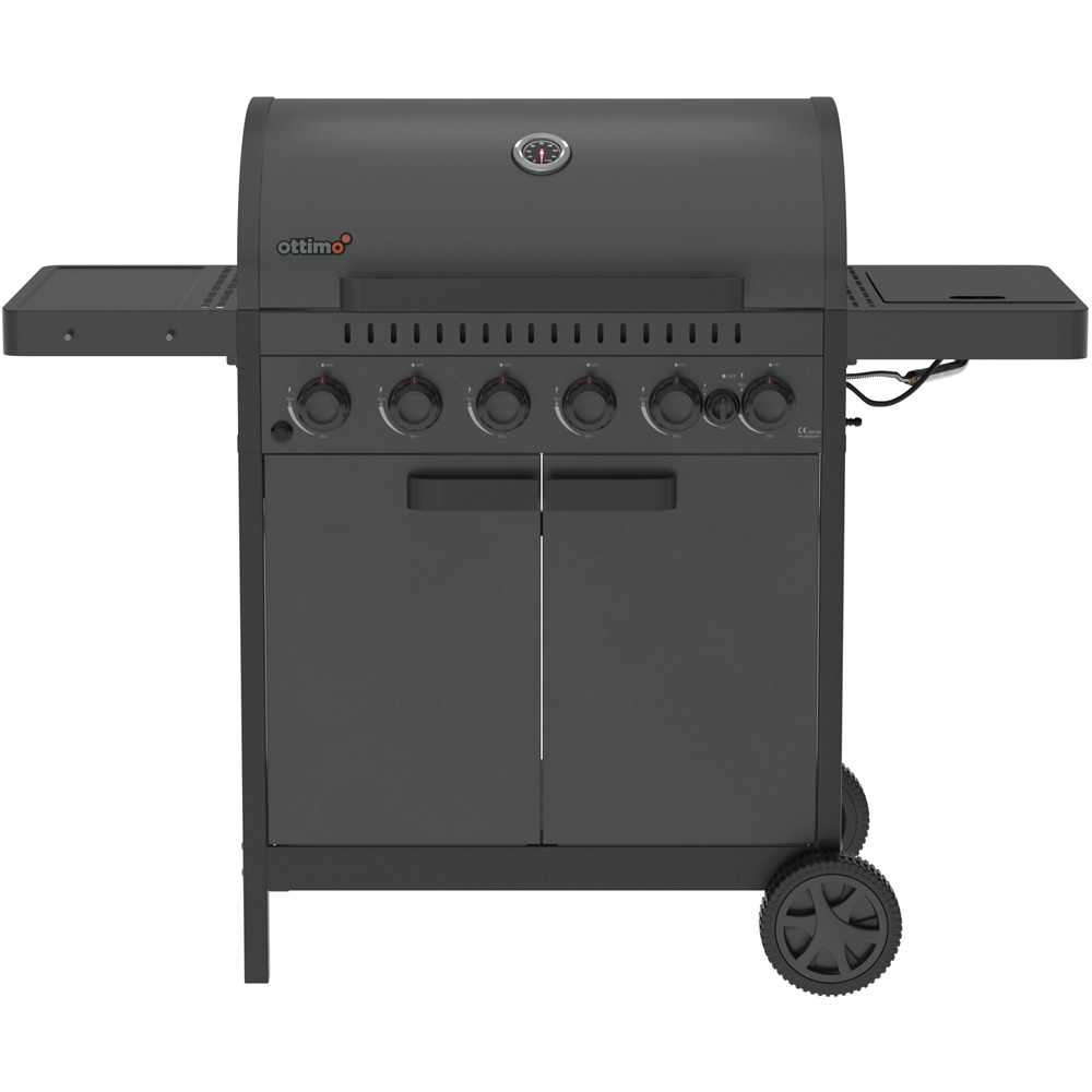 Ottimo 420 6 Burner Matt Grey and Black Gas BBQ with Side Burner Image 3