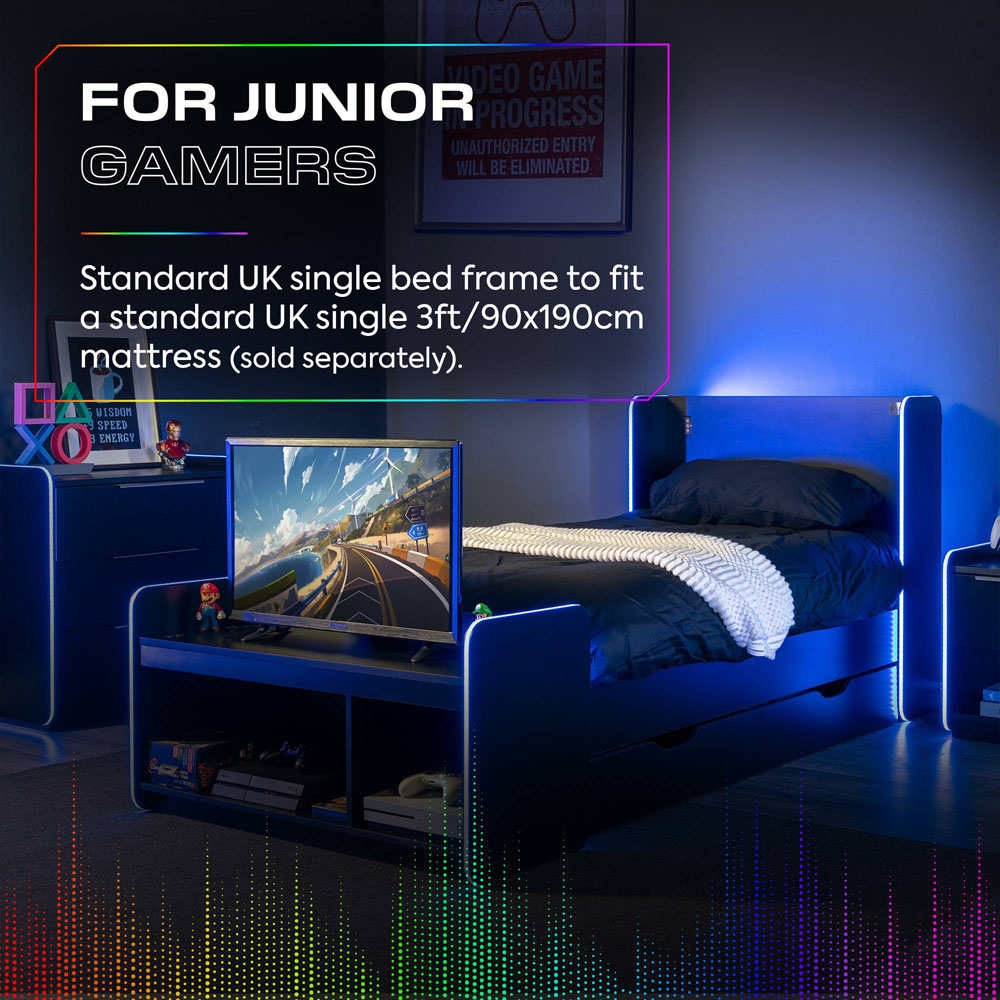 X Rocker Electra Single Black RGB LED Gaming Bed with Storage and Neo Motion Sync App Control Image 4