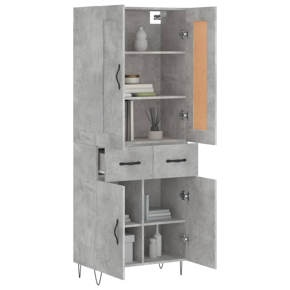 vidaXL 4 Door 2 Drawer Concrete Grey Highboard Image 3