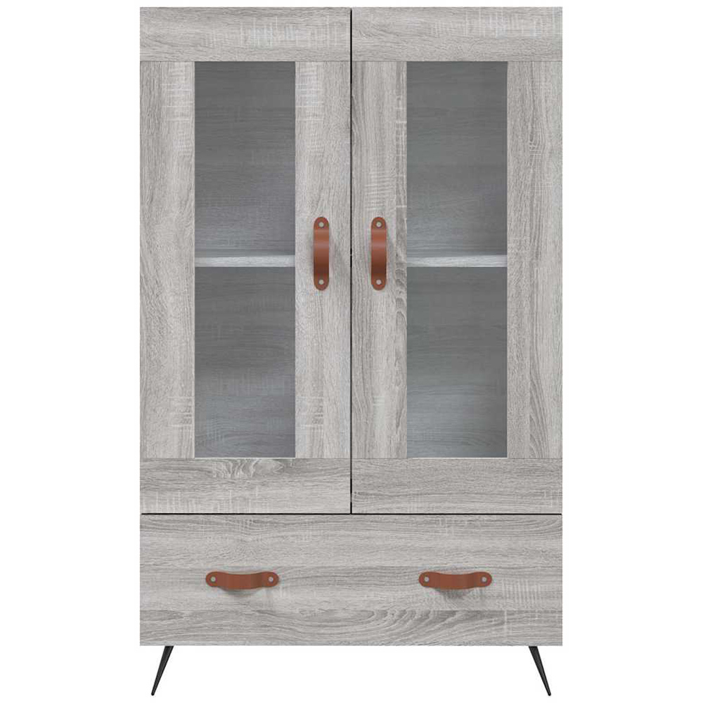 vidaXL 2 Glass Door Single Drawer Grey Sonoma Highboard Image 4