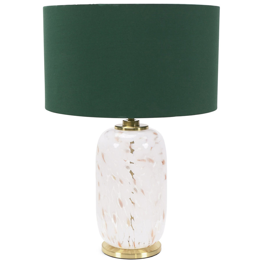 Value Lights India Green Shade White Confetti Glass LED Table Lamp Image 1