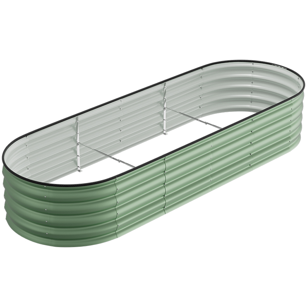 Living and Home Light Green Oval Galvanised Steel Raised Garden Bed 240 x 42cm Image 3