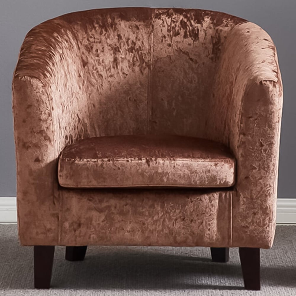 Brooklyn Brown Crush Velvet Tub Chair Image 1