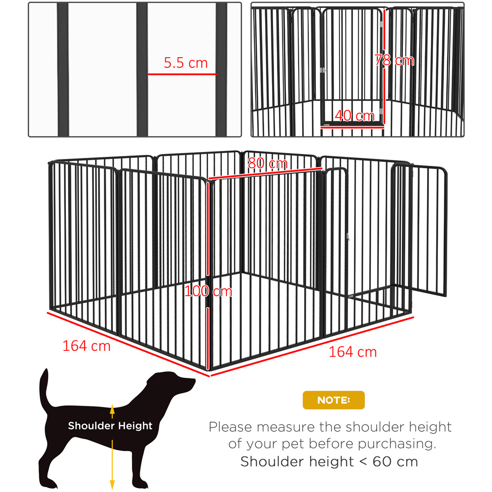 PawHut Black 8 Panel Metal Pet Playpen Gate Image 7