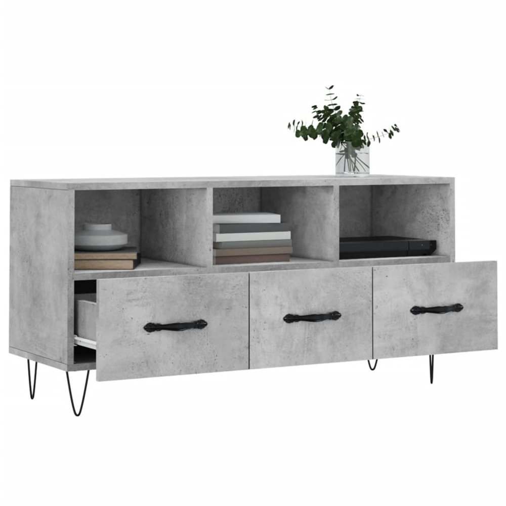 vidaXL 3 Drawer 3 Shelf Concrete Grey TV Cabinet Image 4