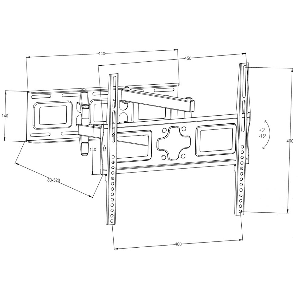 tectake 26 to 75 inch Width Adjustable Extendable Tilt and Swivel TV Bracket Image 5