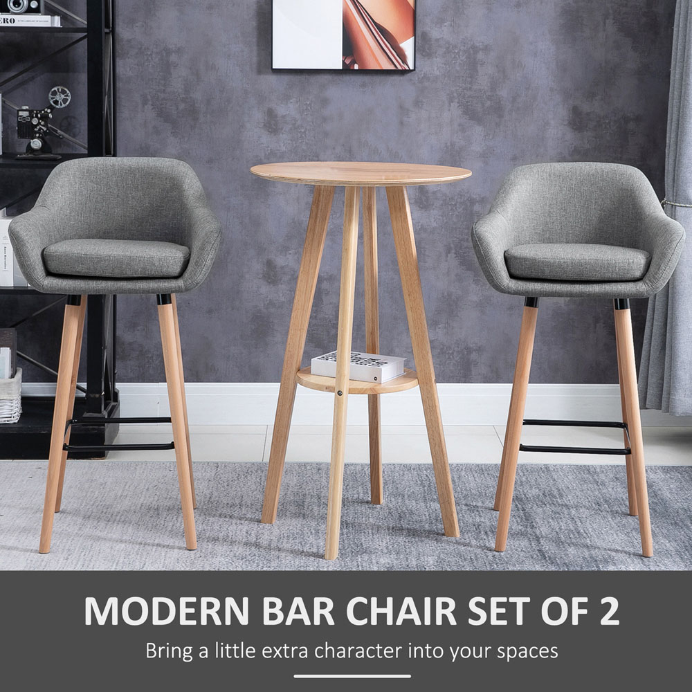 Portland Grey Upholstered Bar Stool Set of 2 Image 4