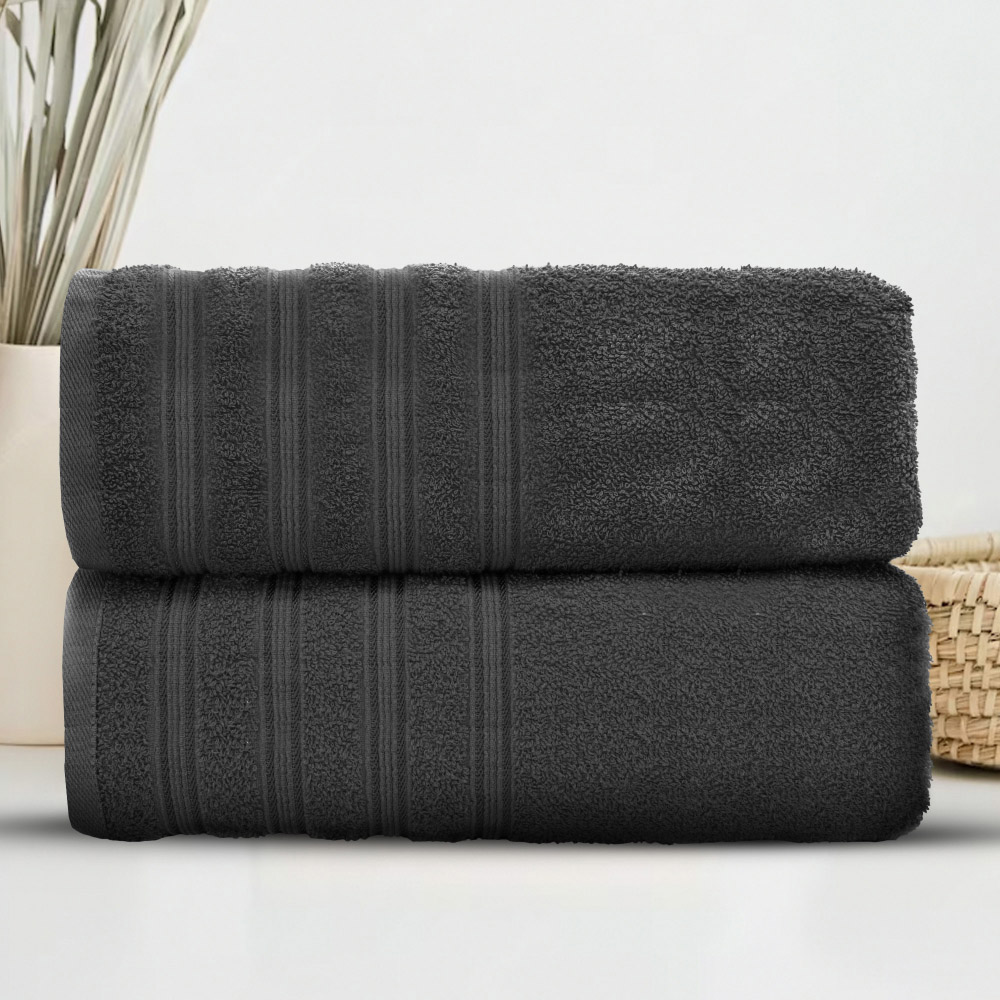 Velosso Hampi Cotton Charcoal Bath Towel Set of 2 Image 2